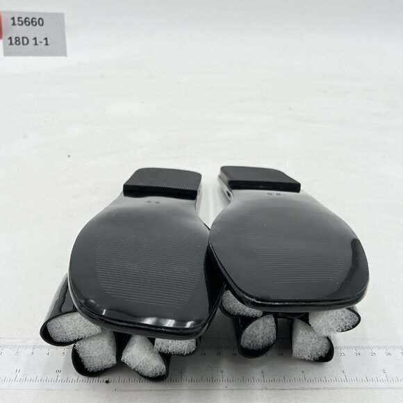 Miss left Black Open Square Toe Flip Flops Double Bowknots Slip On Thong Sandals - Picture 7 of 8